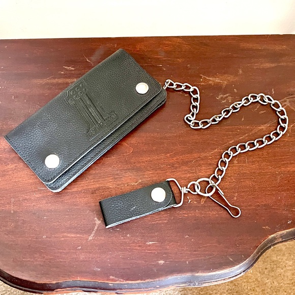 Harley-Davidson Other - Harley Davidson Black Leather Chain Long Wallet